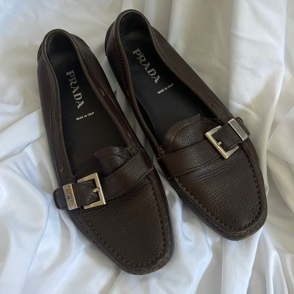 Authentic Prada brown leather flats size 36